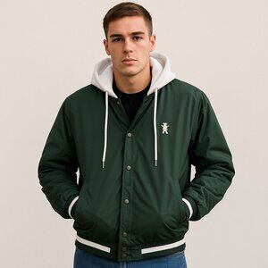 Grizzly Griptape Green Varsity Skate Hoodie Jacket Men XS Skateboarding Rare